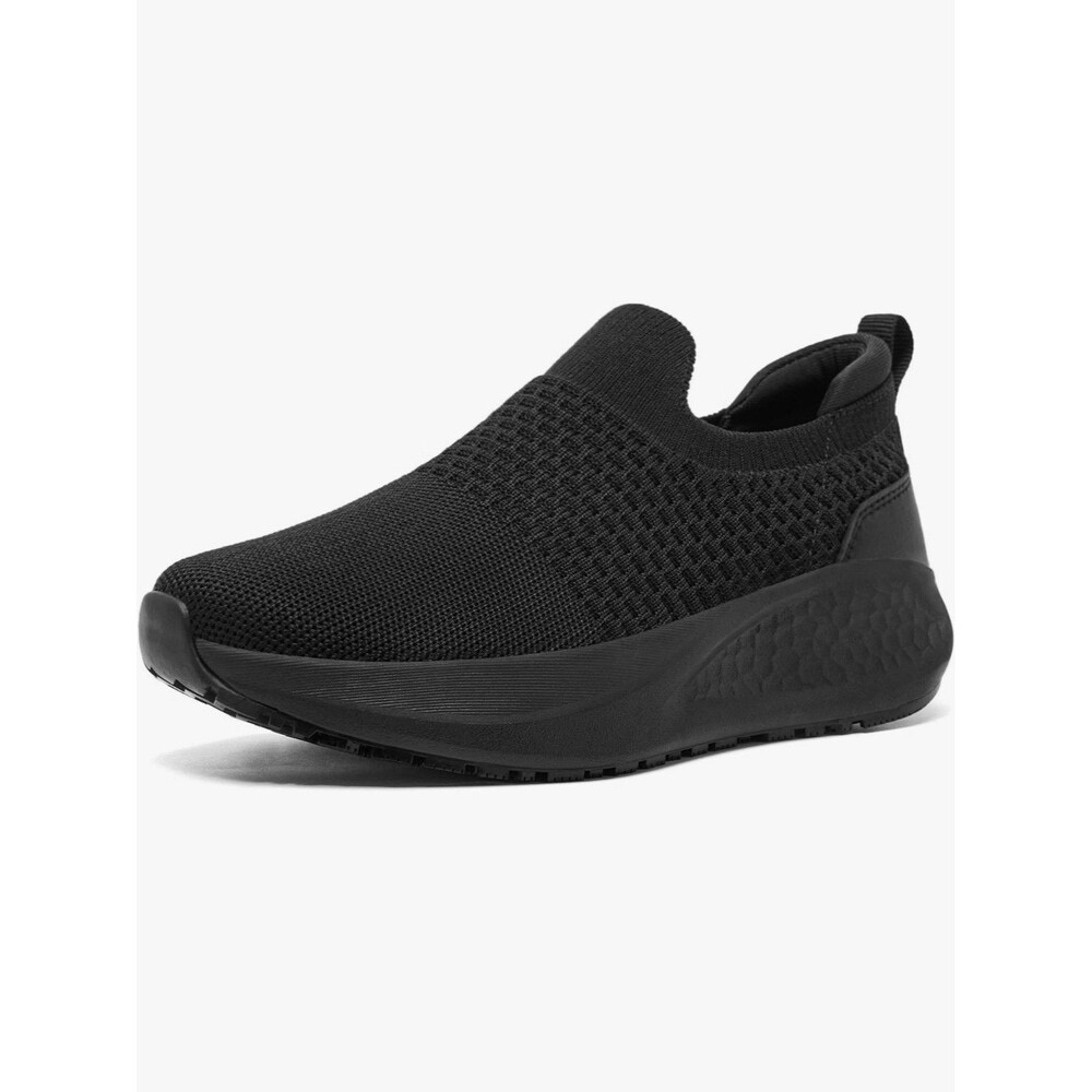 SHULOOK Womens 8 Black Non Slip Work Shoes Restaurant Kitchen Sneakers Stretch